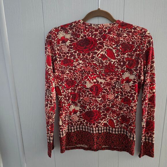 Tory Burch Long Sleeve Tee Size XXS – Floral Print, Pima Cotton, Boho Preppy - Picture 5 of 5